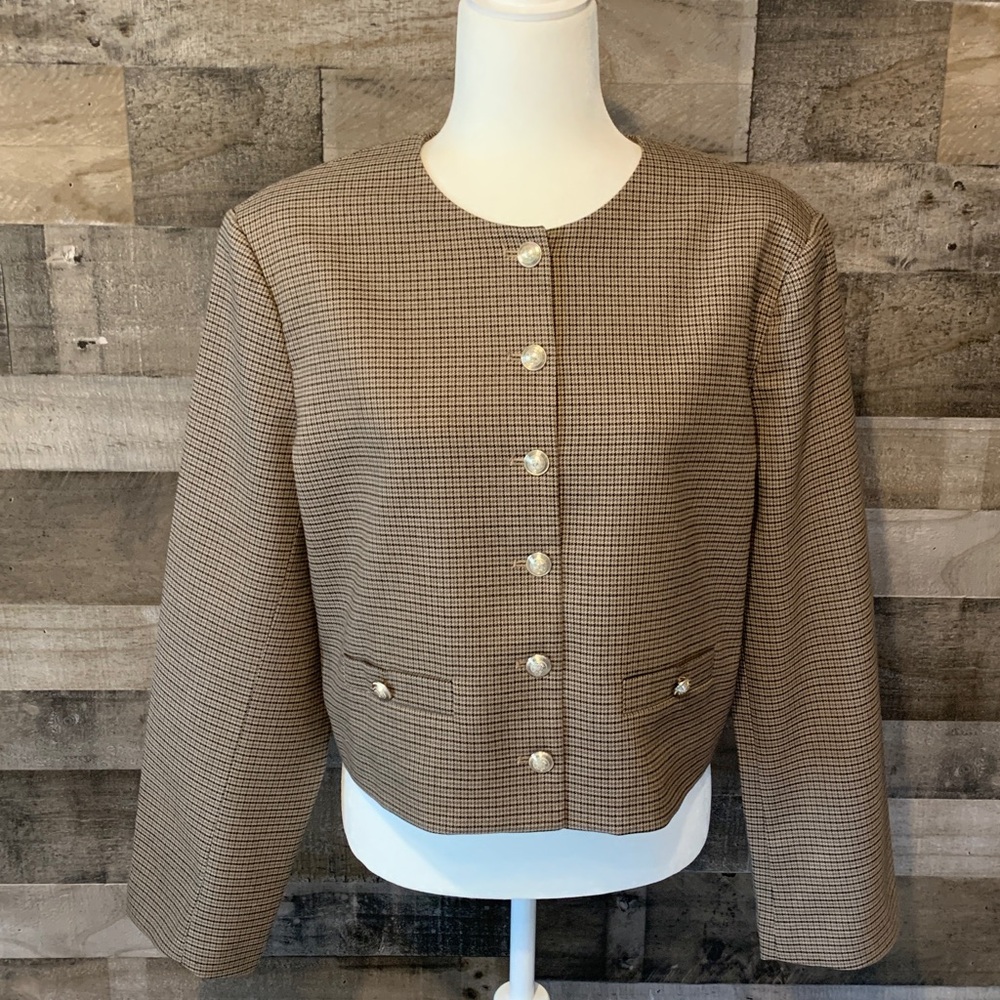 H&M Houndstooth Jacket with gold buttons Size M - Picture 1 of 16